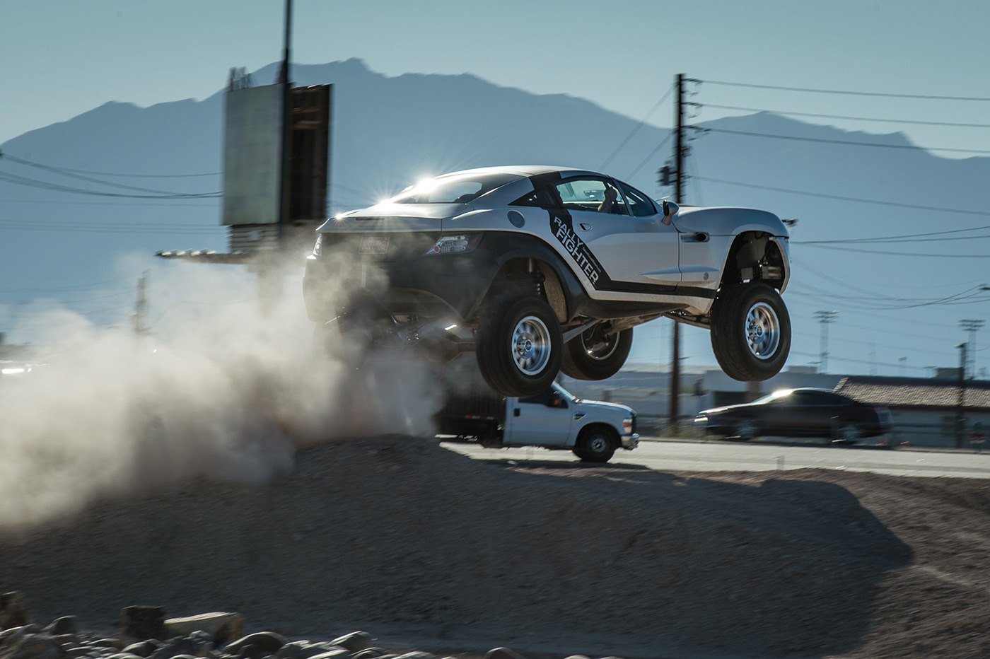 rally fighter car flying